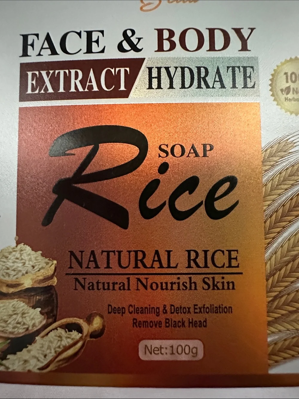 Simply Bella Face & Body Extract/Hydrate Rice Soap 100g New